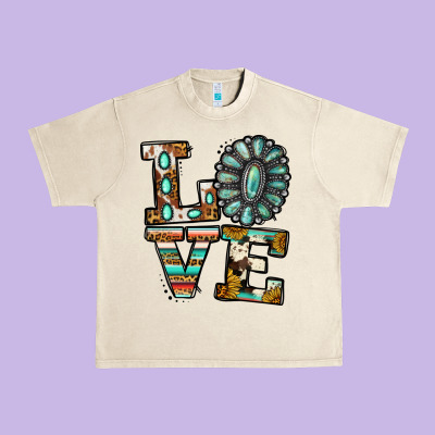 Turquoise Serape Love Urban Heavy Tee Designed By Jasminsmagicworld