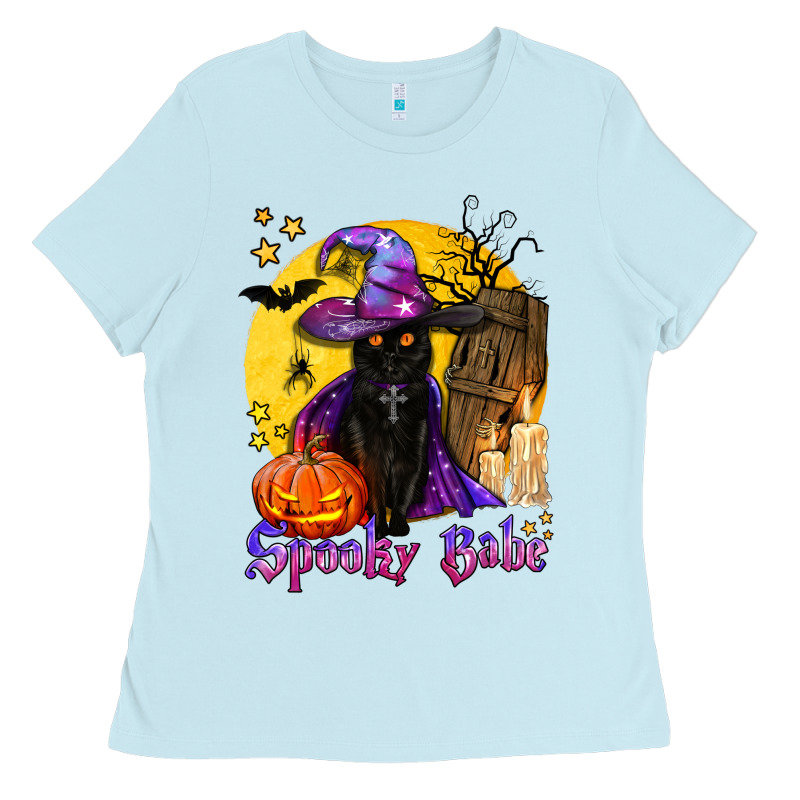 Spooky Babe Black Witch Cat Ladies Tee by BundleAndBundleShop | Teevron