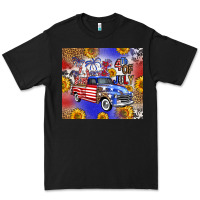 Black Fourth Of July Sunflowers Truck Premium Tee - FaDigitalArtStudio
