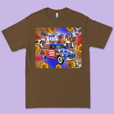 Fourth Of July Sunflowers Truck Premium Tee Designed By Fadigitalartstudio