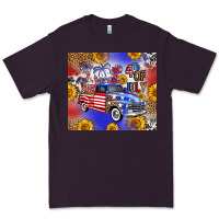 Plum Fourth Of July Sunflowers Truck Premium Tee - FaDigitalArtStudio