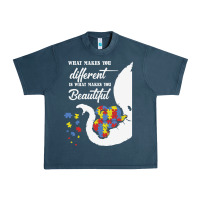 Midnight Navy Autism Different Makes You Beautiful Urban Heavy Tee - CowhideDigitalArt