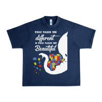 Navy Autism Different Makes You Beautiful Urban Heavy Tee - CowhideDigitalArt