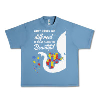 Pebble Blue Autism Different Makes You Beautiful Urban Heavy Tee - CowhideDigitalArt