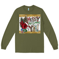 Army Green merry christmas y'all Long Sleeve Tee - CowhideDigitalArt