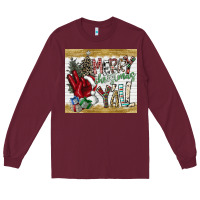 Burgundy merry christmas y'all Long Sleeve Tee - CowhideDigitalArt