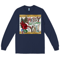 Navy merry christmas y'all Long Sleeve Tee - CowhideDigitalArt