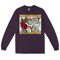 Plum merry christmas y'all Long Sleeve Tee - CowhideDigitalArt