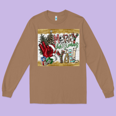Merry Christmas Y'all Long Sleeve Tee Designed By Cowhidedigitalart