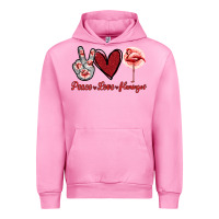 Fuchsia Pink Peace Love Flamingo Urban Hoodie - Jasminsmagicworld