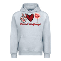 Heather Grey Peace Love Flamingo Urban Hoodie - Jasminsmagicworld