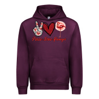 Mauve Wine Peace Love Flamingo Urban Hoodie - Jasminsmagicworld