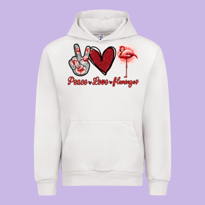 Peace Love Flamingo Urban Hoodie Designed By Jasminsmagicworld