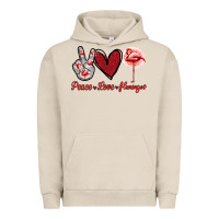 Pigment French Oak Peace Love Flamingo Urban Hoodie - Jasminsmagicworld