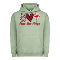 Pigment Oil Green Peace Love Flamingo Urban Hoodie - Jasminsmagicworld