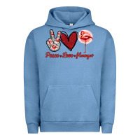 Pigment Pebble Blue Peace Love Flamingo Urban Hoodie - Jasminsmagicworld