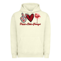 Pigment Pistachio Peace Love Flamingo Urban Hoodie - Jasminsmagicworld