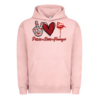 Pigment Salmon Peace Love Flamingo Urban Hoodie - Jasminsmagicworld