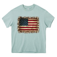 Arona America Flag and Leopard Heavy Core Tee - CowCowDesign