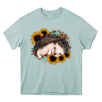Sleeping Hedgehog Sunflower Leopard Heavy Core Tee | Teevron