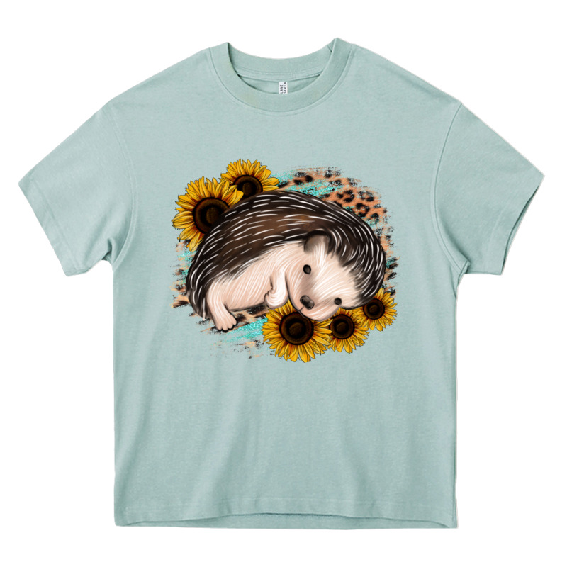 Sleeping Hedgehog Sunflower Leopard Heavy Core Tee by Jasminsmagicworld | Teevron