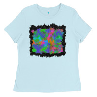 Baby Blue halloween neon leopard background Ladies Tee - BundleAndBundleShop