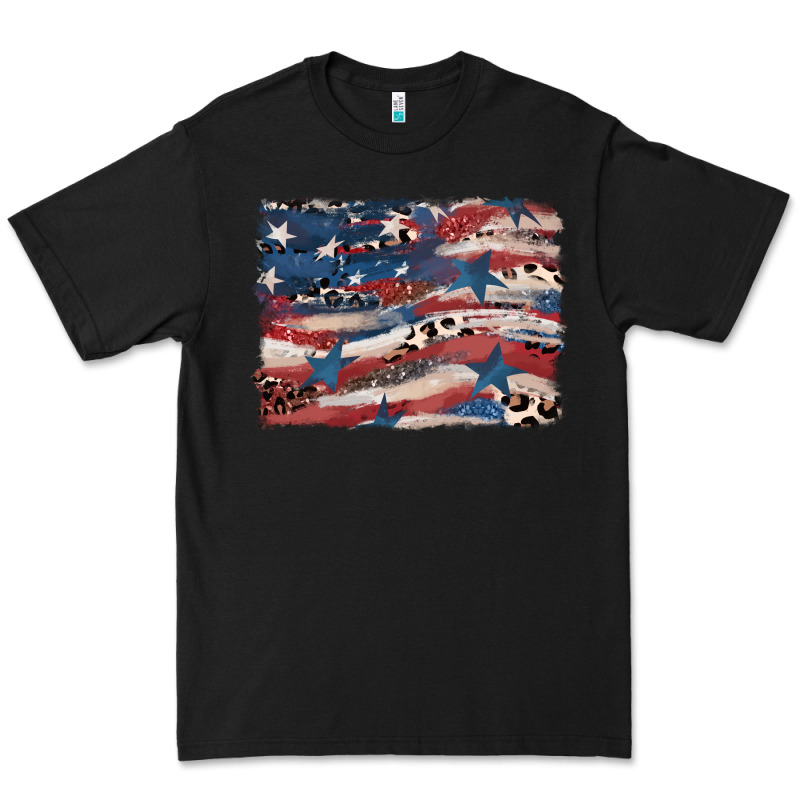 Leopard Glitter American Flag Premium Tee by FaDigitalArtStudio | Teevron