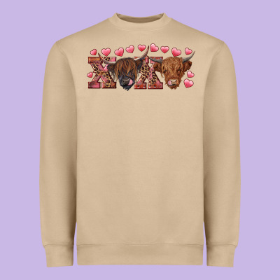 Xoxo Highland Cows Heavyweight Sweatshirt Designed By Ranaportraitstore