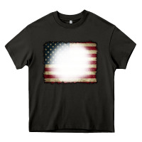 Asphalt American Flag Bleach Effect Heavy Core Tee - CowCowDesign