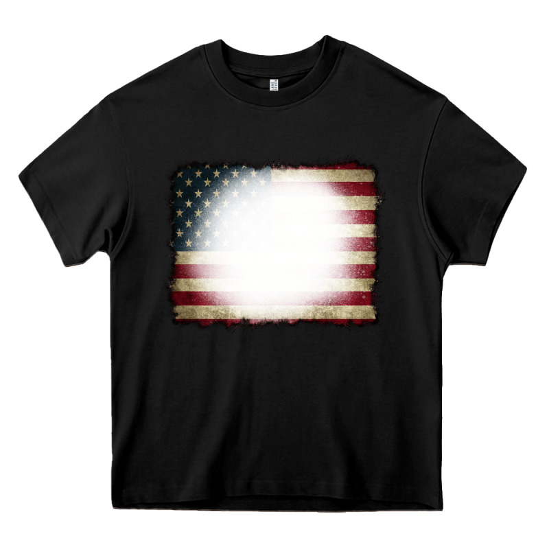 American Flag Bleach Effect Heavy Core Tee by CowCowDesign | Teevron