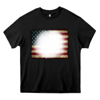 Black American Flag Bleach Effect Heavy Core Tee - CowCowDesign