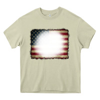 Mossy American Flag Bleach Effect Heavy Core Tee - CowCowDesign