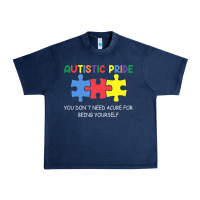 Navy Autistic Pride Autism Awareness Urban Heavy Tee - CowhideDigitalArt
