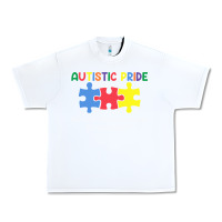 White Autistic Pride Autism Awareness Urban Heavy Tee - CowhideDigitalArt