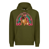 Army Green french bulldog floral rainbow Premium Hoodie - Artiststas