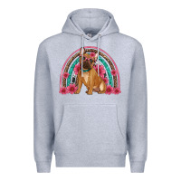 Heather Grey french bulldog floral rainbow Premium Hoodie - Artiststas