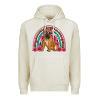 Oatmeal Heather french bulldog floral rainbow Premium Hoodie - Artiststas