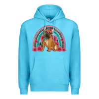 Ocean Blue french bulldog floral rainbow Premium Hoodie - Artiststas