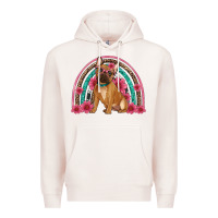 Pale Pink french bulldog floral rainbow Premium Hoodie - Artiststas