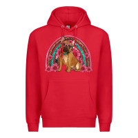 Red french bulldog floral rainbow Premium Hoodie - Artiststas
