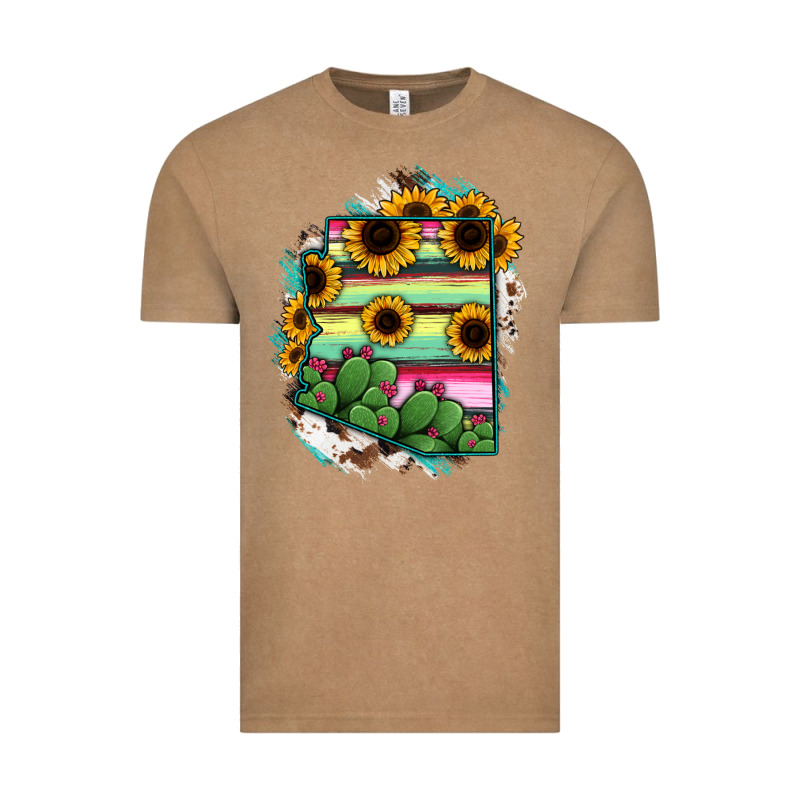 Arizona Map Sunflower Cactus Serape Vintage Tee by RanaPortraitStore | Teevron