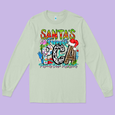 Santas Favorite Pca Patient Care Assistant Long Sleeve Tee Designed By Cowhidedigitalart