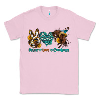 Bubblegum Pink peace love cowboys Classic Tee - OliviaCreatesArt