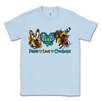 Dusty Blue peace love cowboys Classic Tee - OliviaCreatesArt