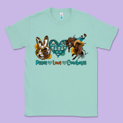 Peace Love Cowboys Classic Tee Designed By Oliviacreatesart