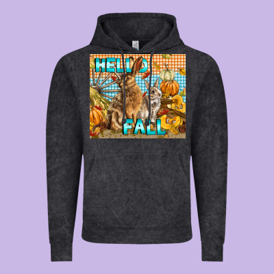 Hello Fall Rabbit Vintage Hoodie Designed By Lillyallendesigns