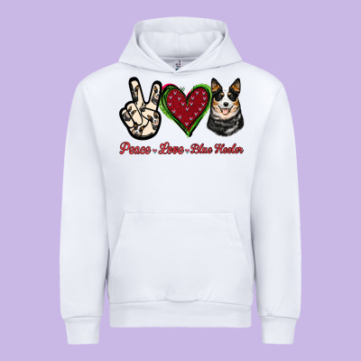 Peace Love Blue Heeler Urban Hoodie Designed By Jasminsmagicworld