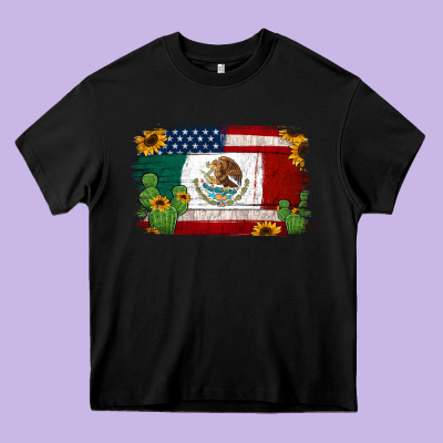 Mexican American Flag Background Heavy Core Tee Designed By Jasminsmagicworld