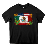 Black mexican american flag background Heavy Core Tee - Jasminsmagicworld