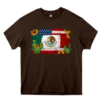 Chocolate Brown mexican american flag background Heavy Core Tee - Jasminsmagicworld